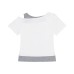 Retro Fake Two piece Hot Diamond Off Shoulder Short sleeved T-shirt