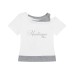 Retro Fake Two piece Hot Diamond Off Shoulder Short sleeved T-shirt