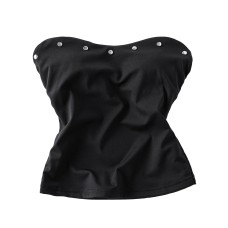Retro rivet strapless with chest cushion for women