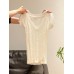 Knit Top with Hollow-out Cable Knit V-Neck in Off-white