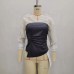 Collar long sleeved patchwork waist cinching top