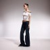 Slant shoulder leopard print slim fit and slimming short top