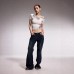 Slant shoulder leopard print slim fit and slimming short top