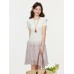 Cute Lace Trim Round Neck Short Sleeve Knit Top for Women