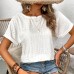 Solid color hollow elastic short sleeved t-shirt