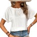 Solid color hollow elastic short sleeved t-shirt