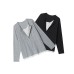 Half-Open Collar Long Sleeve T-Shirt Loose Fit Casual Layering 