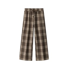 Plaid Casual Pants Women Vintage Straight Loose Wide Leg Pants Plaid Casual Pants Women Vintage Straight Loose Wide Leg Pants