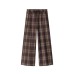 Plaid Casual Pants Women Vintage Straight Loose Wide Leg Pants