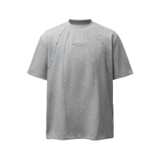 Irregular arc splicing letter embroidery short sleeved shirt Irregular arc splicing letter embroidery short sleeved shirt