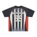 Printed striped contrasting round neck short sleeved shirt