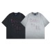 Washed hand drawn letter stickers embroidered loose short sleeves