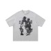 Blurred Character Mother Child Signature Printed Round Neck Short Sleeve