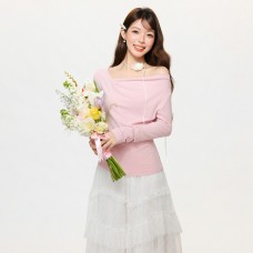 Sweet Pink Elegant Short Sleeve Slim Fit Inner Layer Top