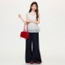 White Polka Dot BM Style Ruffle Spliced Hem Sleeveless Top