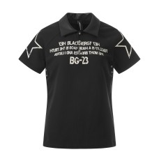 Polo shirt with lapel letter print and short sleeved top Polo shirt with lapel letter print and short sleeved top