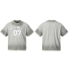 Retro washed letter printed short sleeved shirt