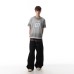Retro washed letter printed short sleeved shirt