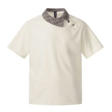 Slanted collar short sleeved polo shirt casual top