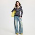 Colorful Stripe U-neck Knit Top for Women