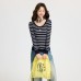 Colorful Stripe U-neck Knit Top for Women