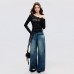 Edgy Asymmetrical Off-Shoulder Studs Rhinestone Long Sleeve