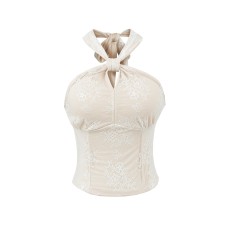 Lace hollow neck and waist strap Lace hollow neck and waist strap