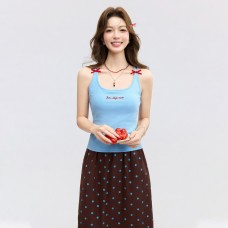 Blue Embroidered Strapless Top with Padded Bust