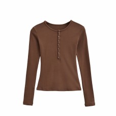 Slim fit round neck long sleeved top