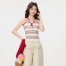 Bandeau Striped Halter Top for Women with Tie-Back Design