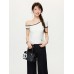 Chic White Asymmetrical Shoulder Sleeveless Knit Top