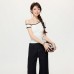 Chic White Asymmetrical Shoulder Sleeveless Knit Top