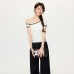 Chic White Asymmetrical Shoulder Sleeveless Knit Top