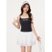Chic Letter Print Strapless Tank Top, Fitted Back Design