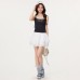 Chic Letter Print Strapless Tank Top, Fitted Back Design