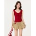 Cute Red Ruffle Sleeveless Crop Top for Women Cute Red Ruffle Sleeveless Crop Top for Women