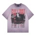 Rock Band Letter Printed Hot Diamond Washed Round Neck Short Sleeve