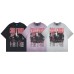 Rock Band Letter Printed Hot Diamond Washed Round Neck Short Sleeve