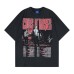 Rock Band Letter Printed Hot Diamond Washed Round Neck Short Sleeve