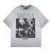 Rock Band Printed Letter Hot Diamond Washed Round Neck Short Sleeve Rock Band Printed Letter Hot Diamond Washed Round Neck Short Sleeve