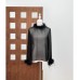 Unique Design Black Semi-Transparent Chiffon Top for Women