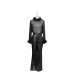 Unique Design Black Semi-Transparent Chiffon Top for Women