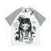 Rock style printed raglan sleeves short sleeves