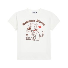 Retro puppy print short sleeved women