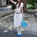 Practical Two-Color High Count Cotton Puff Skirt Mid-Length Low Waist