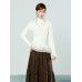 Floral Ruffle Embroidered Lace Hem Thick Knit Inner Layer Top