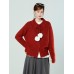 Red Long Sleeve Pom-Pom Thick Knit Sweater Coat
