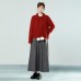 Red Long Sleeve Pom-Pom Thick Knit Sweater Coat