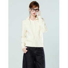 Polo Neck Cable Knit Thick Long Sleeve Sweater Polo Neck Cable Knit Thick Long Sleeve Sweater