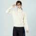 Polo Neck Cable Knit Thick Long Sleeve Sweater